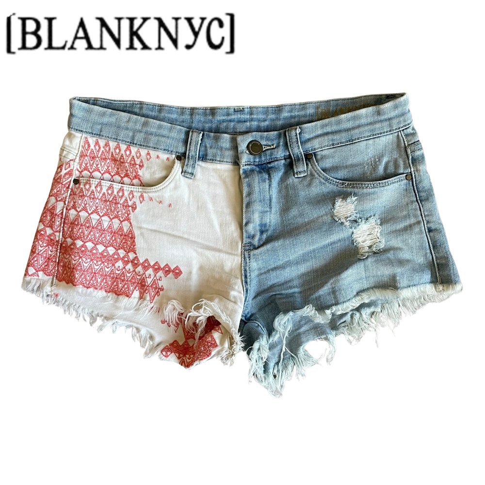 Blank NYC Denim Cut-Off Embroidered Shorts SZ 27